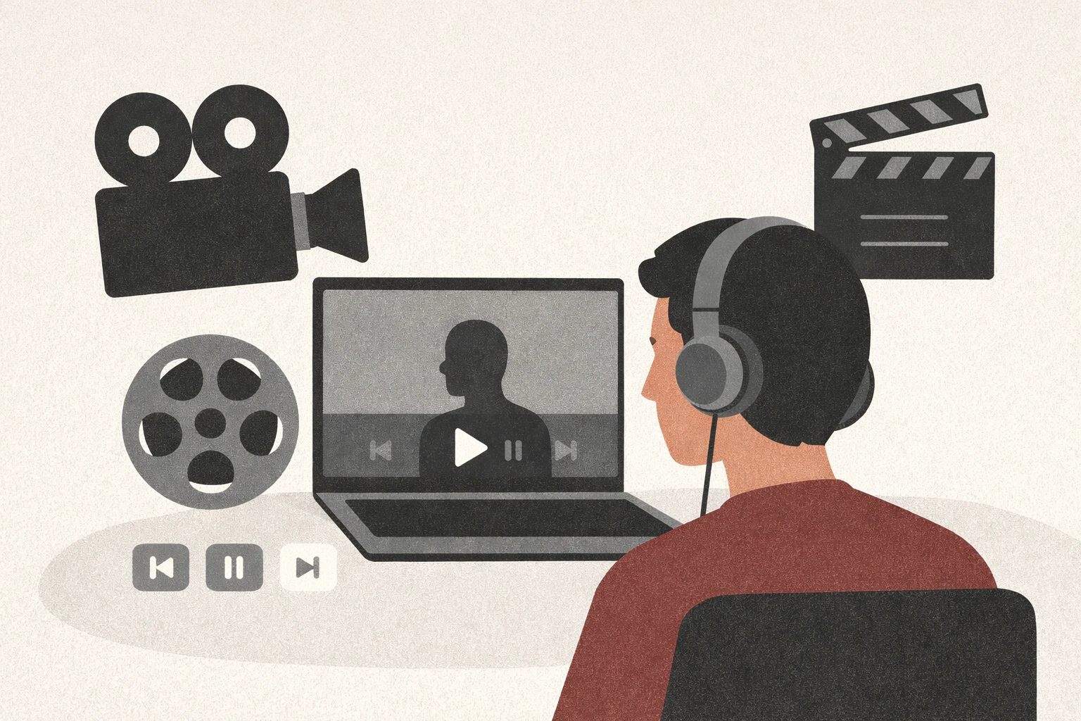 Ilustración de un guionista desarrollando una biblia de serie en su escritorio, con notas, esquemas de personajes y planificación de episodios.