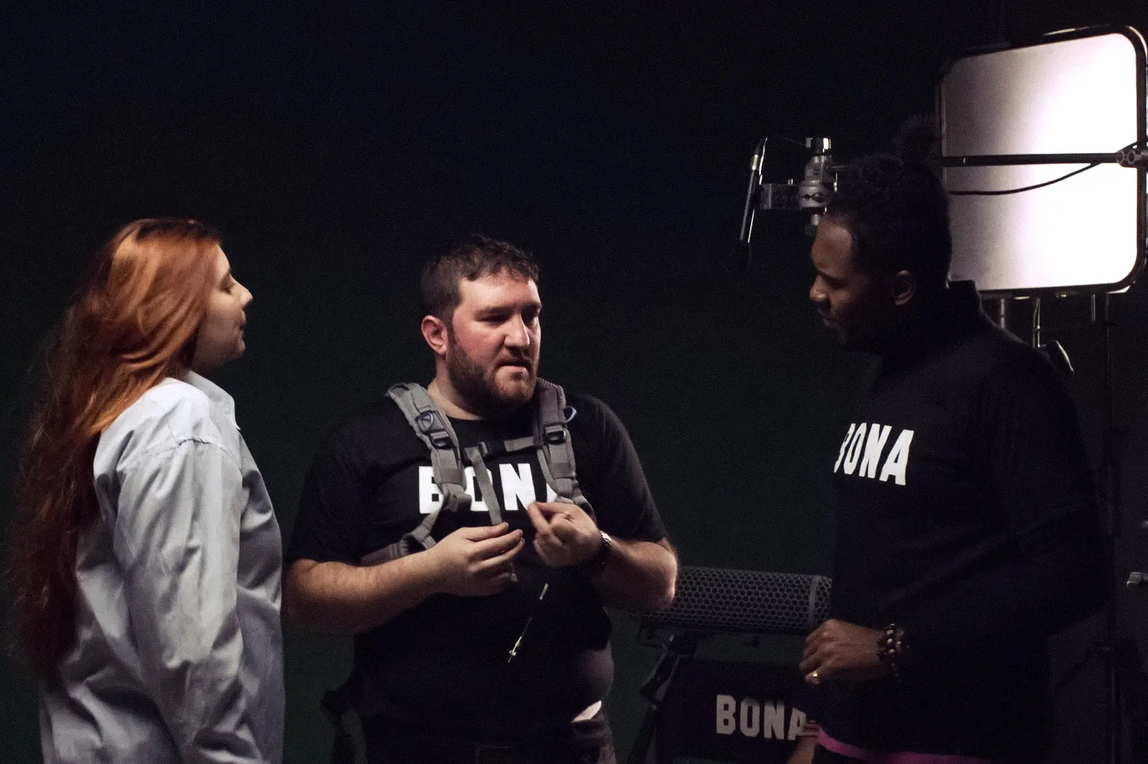 Equipo de rodaje en set